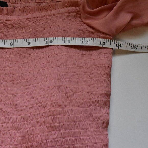 J. Crew Square Neck Pink Satin Smocked Blouse Top Size S - Picture 4 of 12